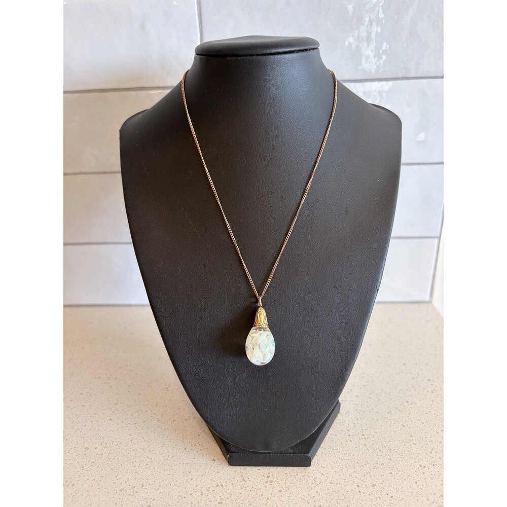 1930s Horace Welch Floating Opal 14K Gold Pendant Necklace PAT 10.13.31